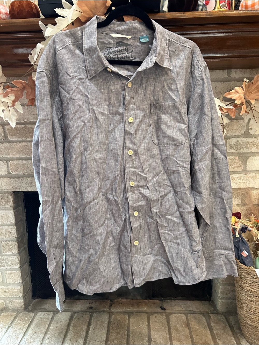 Tommy Bahama Men's Grey Button-Up Shirt EUC